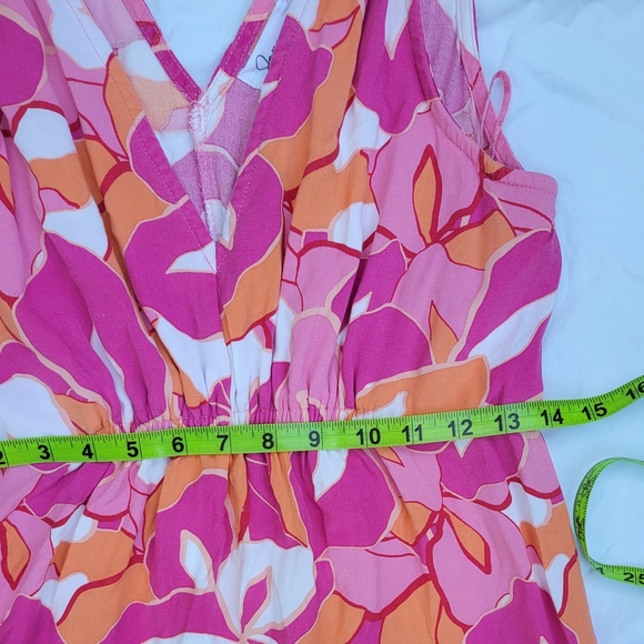 Japna Womens Pink and Orange Floral Y2K Babydoll Maxi Dress Sz M Boho Festival - Picture 6 of 7